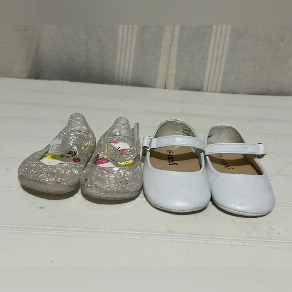 Baby Girl Shoes Size 2 White and Glitter Kids Set Spring Summer Casual Play Cute